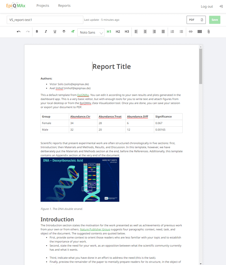 Exemplary Screenshot from the Client’s Application