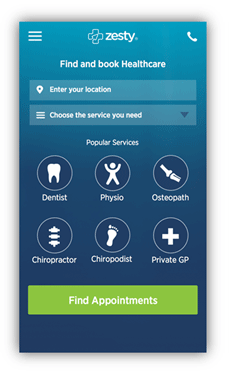 Zesty Mobile App Homepage