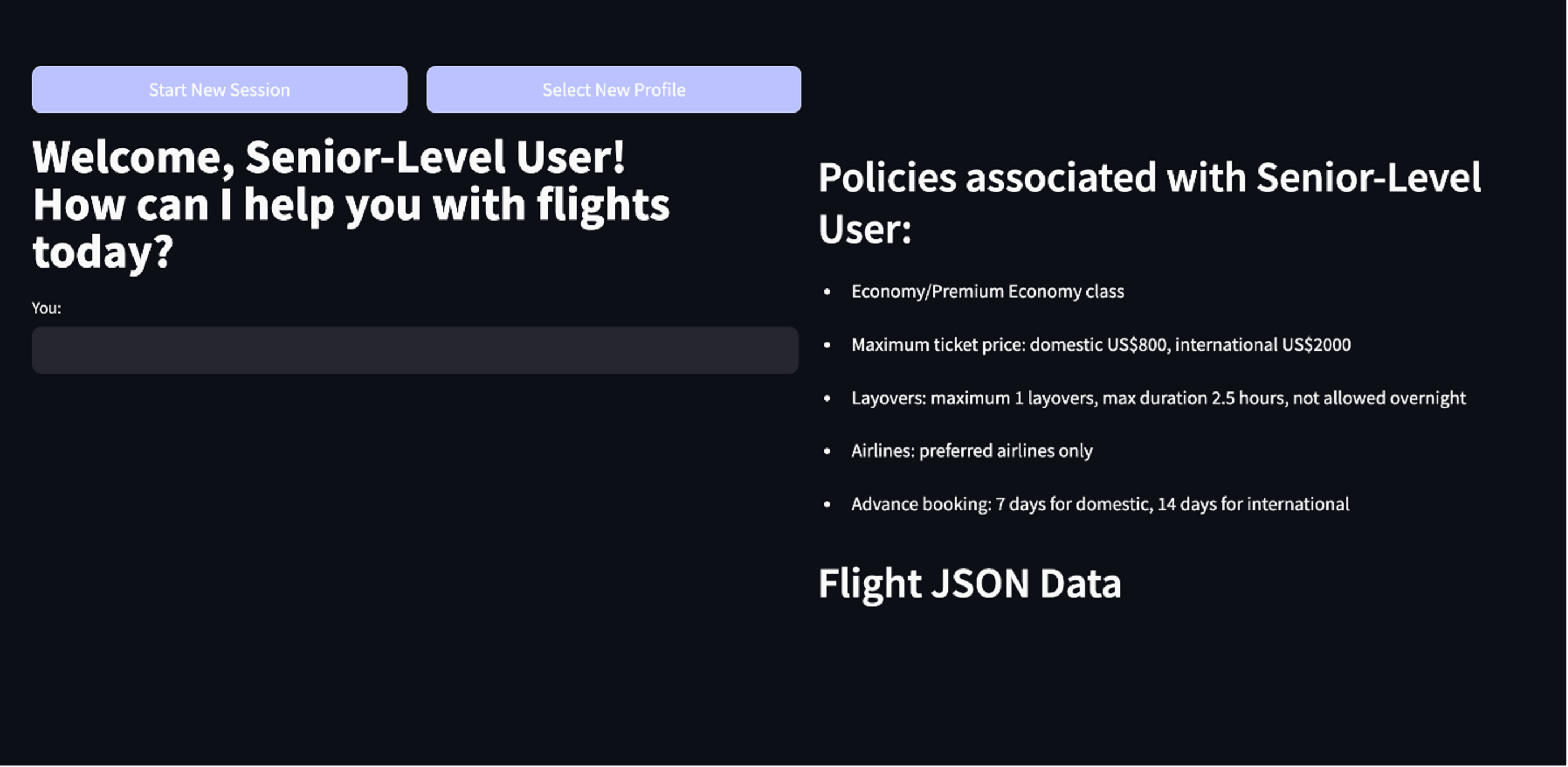 Examples of different policies that could be associated with a specific user